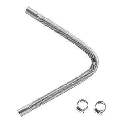 Tuyau d'échappement, tuyau d'échappement flexible de chauffage au gazole de 23,6 pouces, tuyaux d'échappement en acier inoxydable avec 2 colliers de serrage, tuyaux de chauffage au gazole pour tuyaux d'échappement de 2KW, 5KW, 8KW