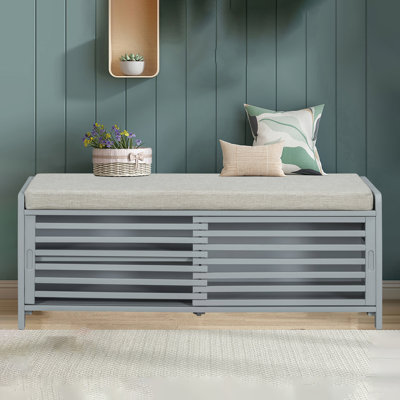 43" Wide Shoe Storage Bench With Cushion Entryway Bench