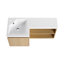 Meuble-lavabo de coin flottant en forme de L 36 po avec lavabo en résine intégré, chêne clair et unité murale blanche moderne