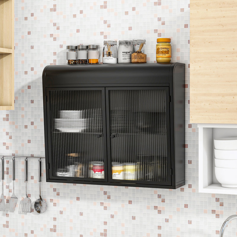 2-Door Wall-Mounted Metal Storage Cabinet, Black