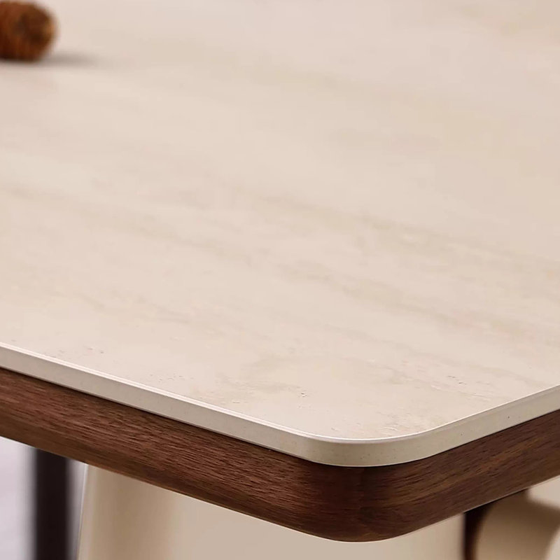 Table de salle à manger en bois massif crème, H 29,5 po x L 62,9 po x l 31,4 po