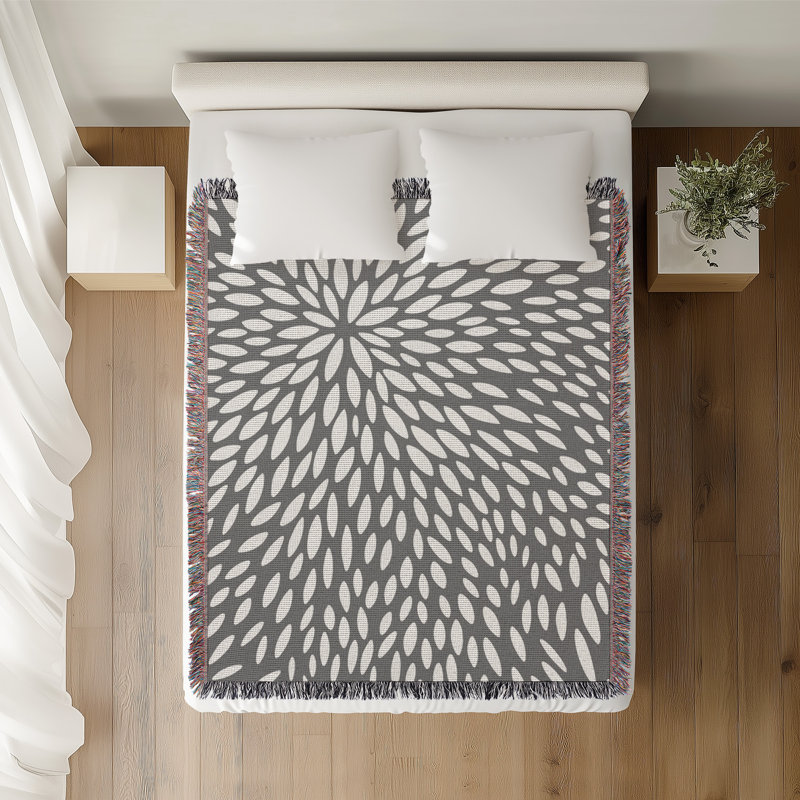 Jeté en coton Addy, Gris, 60 x 60