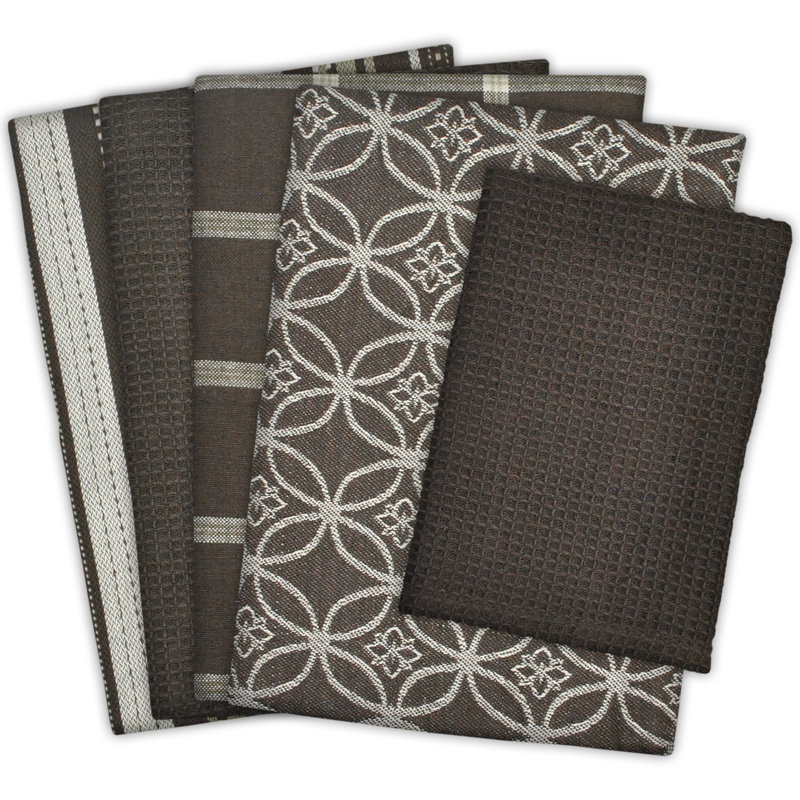Linge à vaisselle assorti, Marron foncé
