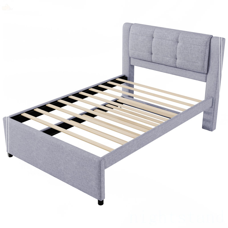 Lit plateforme double avec lit gigogne, Gris
