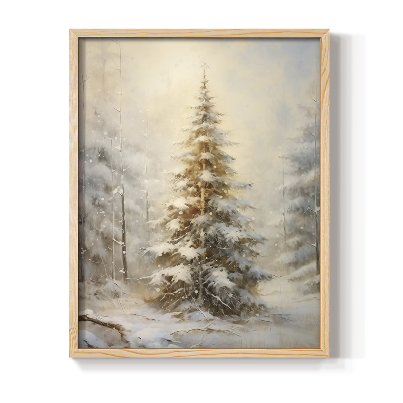 «Christmas Holiday Art», reproduction encadrée en bois massif, Naturel, H 11 po x l 9 po