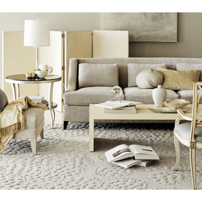 Effervescence Polka Dots Area Rug in Neutral/White, Rectangle 6' x 9'