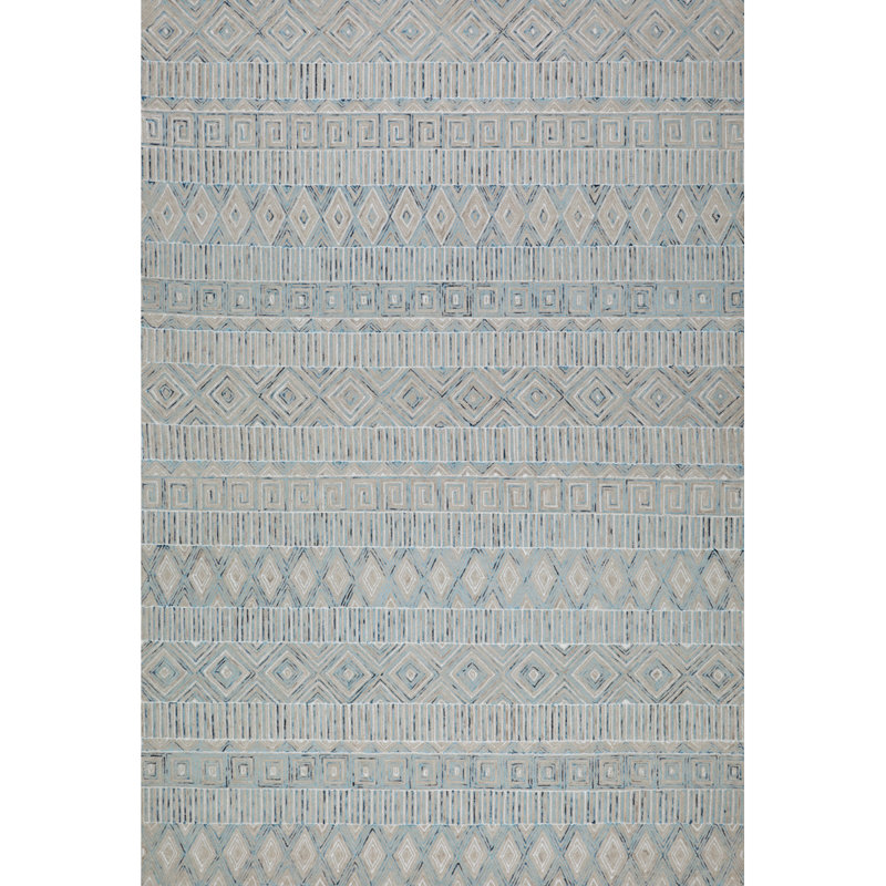 Odyssey Hand-Tufted Cut/Loop Pile Textured Geometric Wool Rug, 8'6" x 12'6"