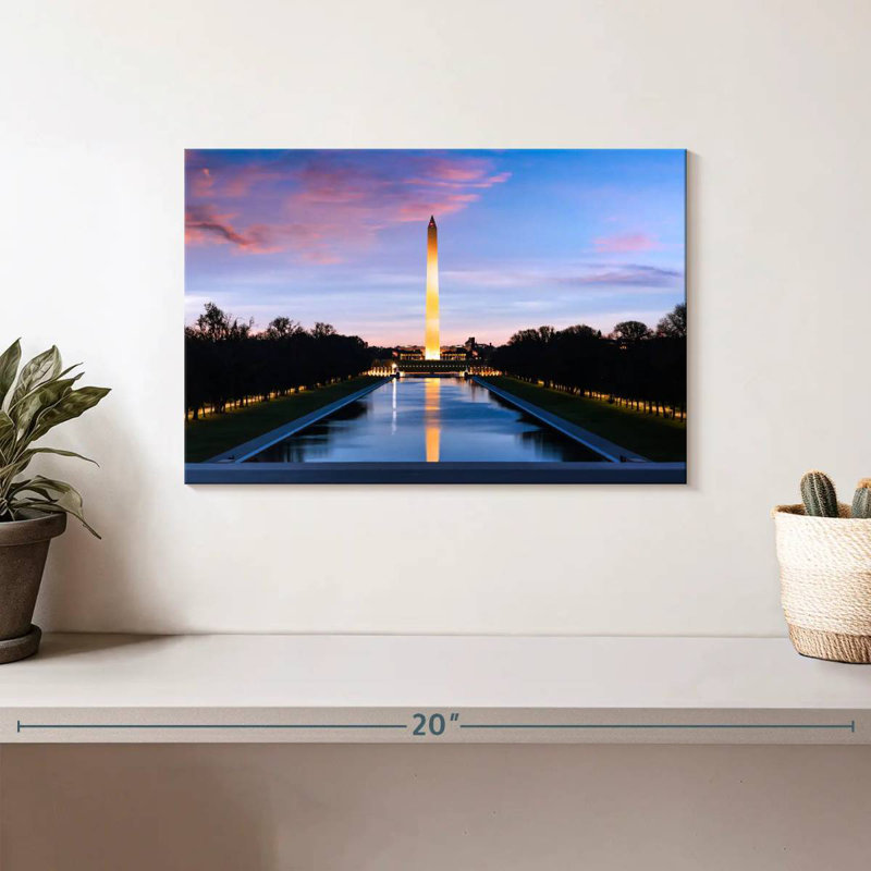 Lilie, coucher de soleil sur le monument de Washington, H 8 po x l 12 po