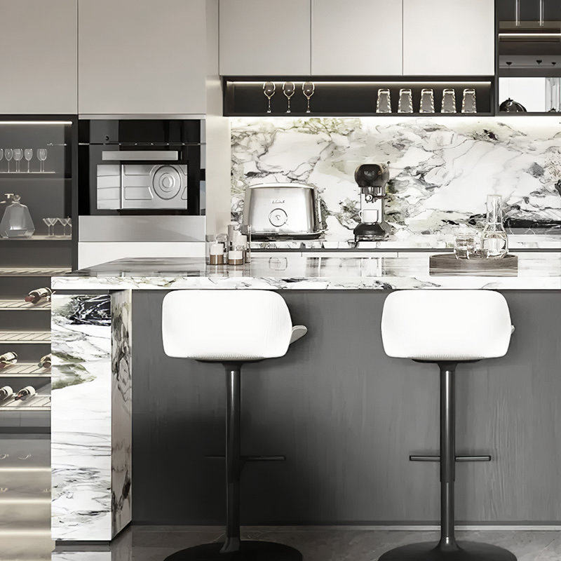 Deivids Peel and Stick Marble Wall Tile, White/Black