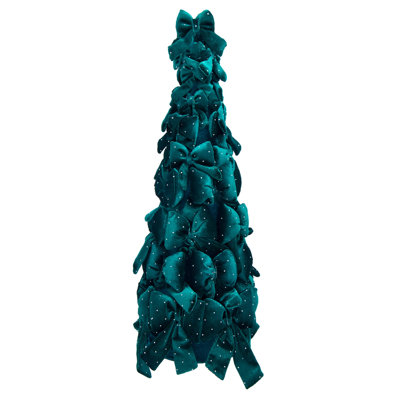 Kurt Adler Green Bow Christmas Tree with Diamond Gemstones, 19.6"