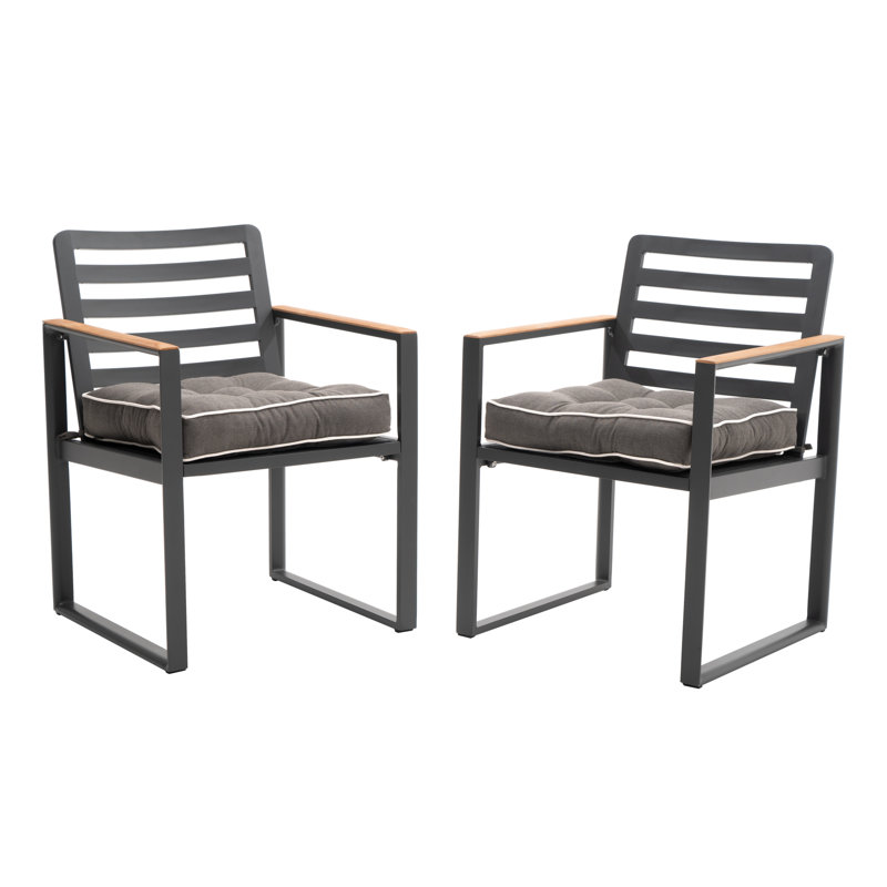 Outdoor Chair Cushions Set of 2 Square Tufted Seat Cushions with Ties for Patio 19"x19",Medium Grey, Gray