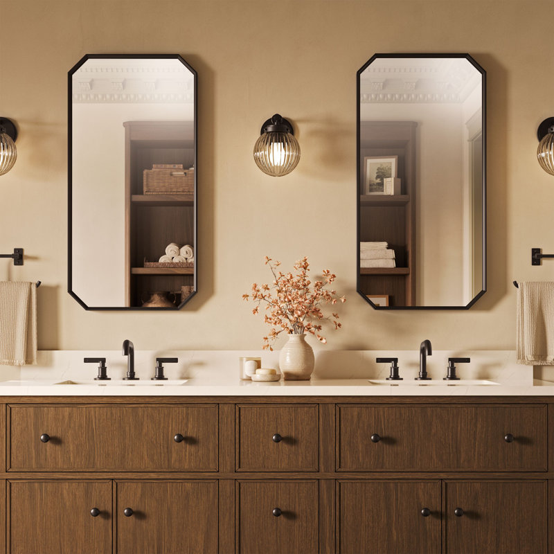 Claude by Studio McGee 18" X 36" Rectangular Framed Mirror, Matte Black, 36.36" x 18.37"