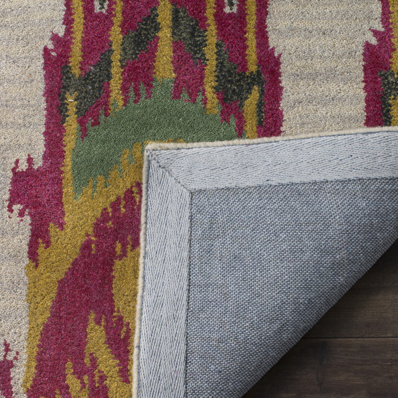 Tapis ikat en laine touffeté à la main Kline, Carré 6 pi