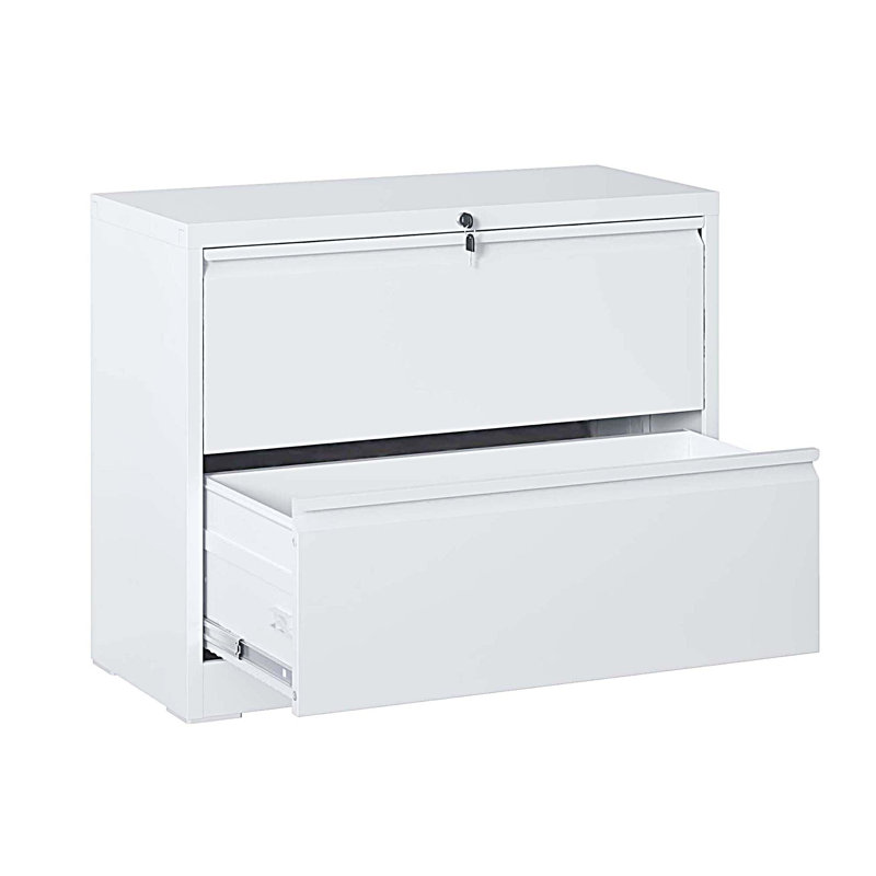 Classeur escamotable en métal avec 2 tiroirs Esden, pour la maison et le bureau, Blanc