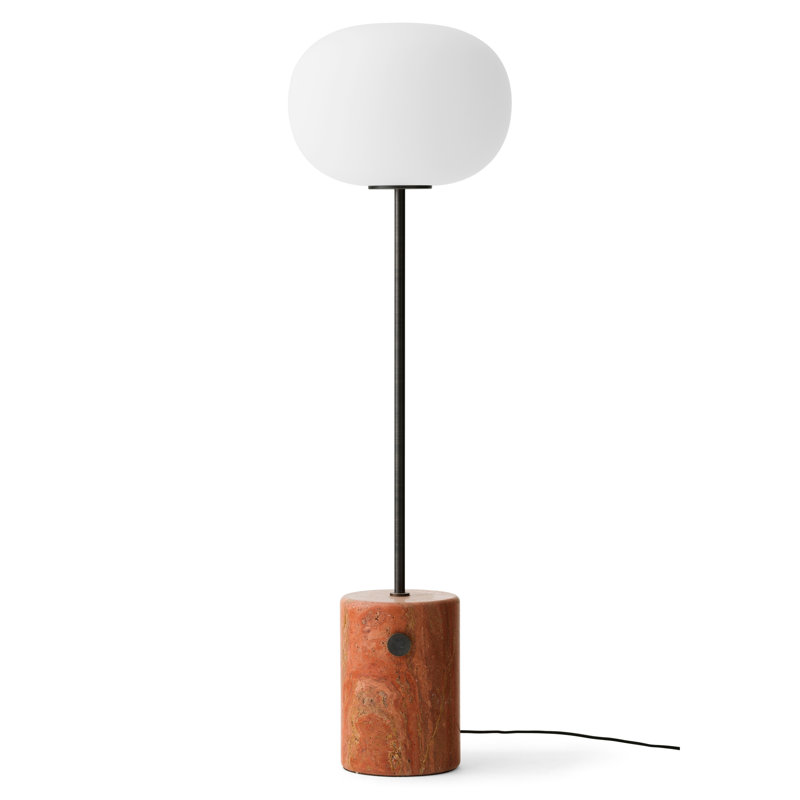 JWDA Floor Lamp, Bronzed Brass/Red Travertine Stone