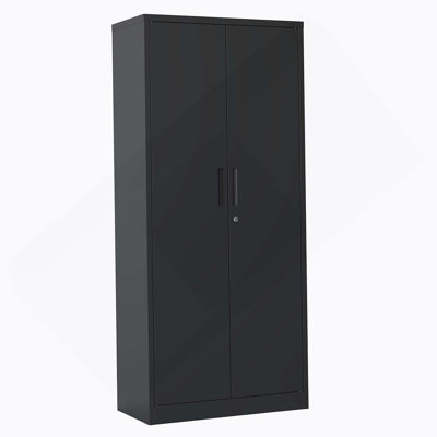 Armoire de rangement en métal 72 po H, armoire verrouillable en acier noir avec portes et 4 tablettes, armoires hautes