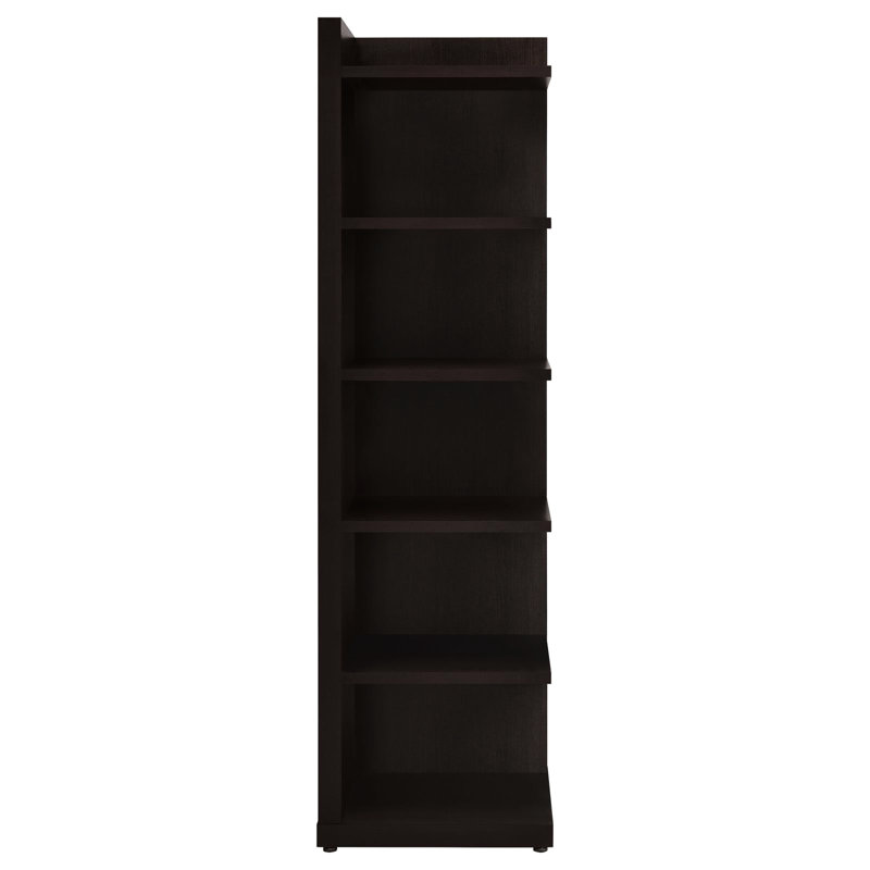 Bibliothèque d'angle à 6 tablettes Cappuccino - idéale pour les petits espaces