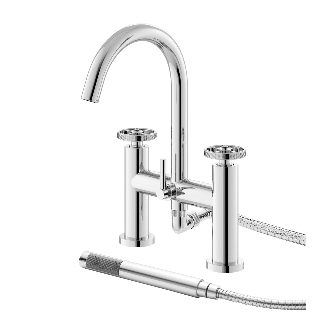 Revolution 2 Handle Deck Bath Shower Mixer Bath Filler with Diverter