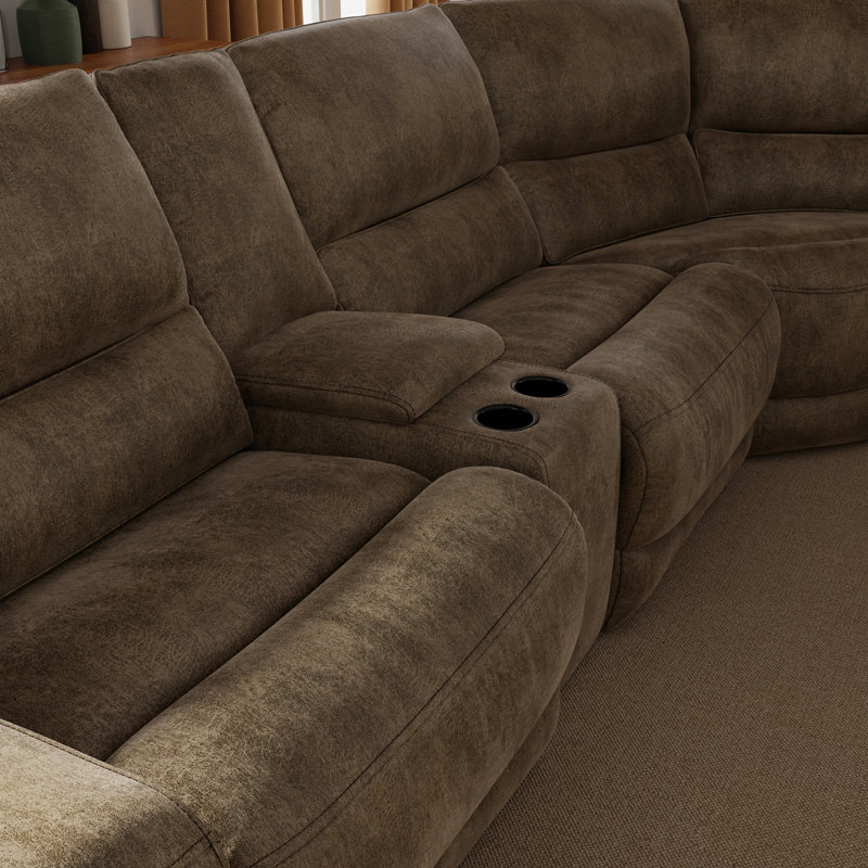 6-Piece Performance Fabric Power Reclining Sectional In Texas Slate