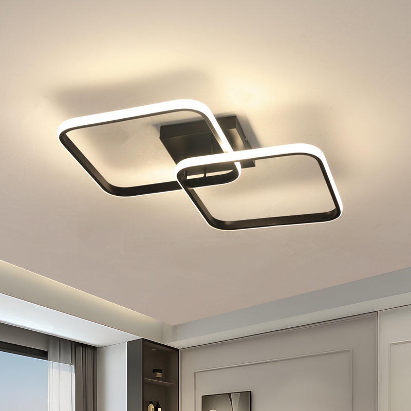  Sleek 2-Light Square Flush Mount, Matte Black
