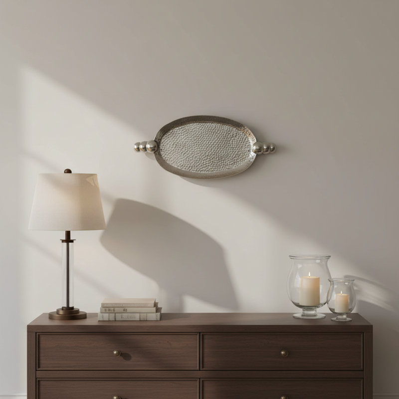 Calder Oval Silver Tray Wall Decor, Silver