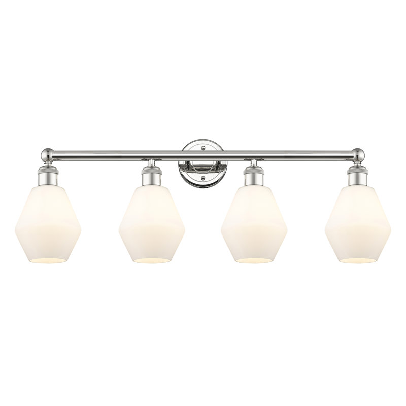 Gabbie 4 - Light Dimmable Vanity Light, Cased Matte White, Polished Nickel
