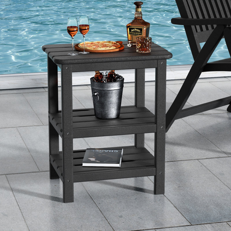 Outdoor HDPE Side Table Patio Table, Black