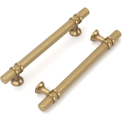 10 Pack Knurled Cabinet Pulls 5 Inch (128Mm) Hole Center, Heavy-Duty Champagne Bronze Kitchen Cabinet Handles And Drawer Pulls For Cabinets, Dressers, And Cupboards