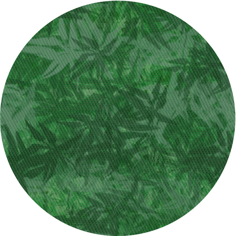 Tapis décoratif vert floral à motif de caryle, Rond 6 pi