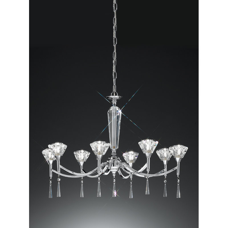 8 - Light Shaded Chandelier, Chrome