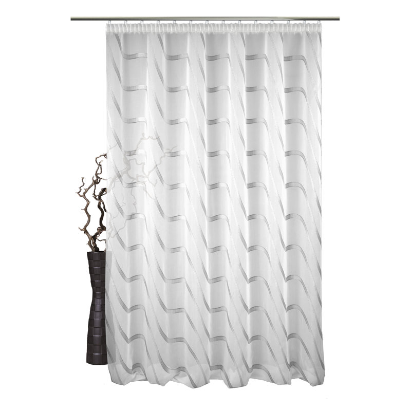 Estevan Semi Sheer Single Curtain Panel, Silver and grey, 275cm H x 600cm W