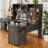 Vello L Shaped Executive Desk with Drawers, Power Outlet, LED Lights, Hutch and File Cabinets-1927685363