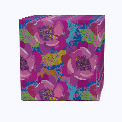 100% Cotton Pink Peony Square Napkin