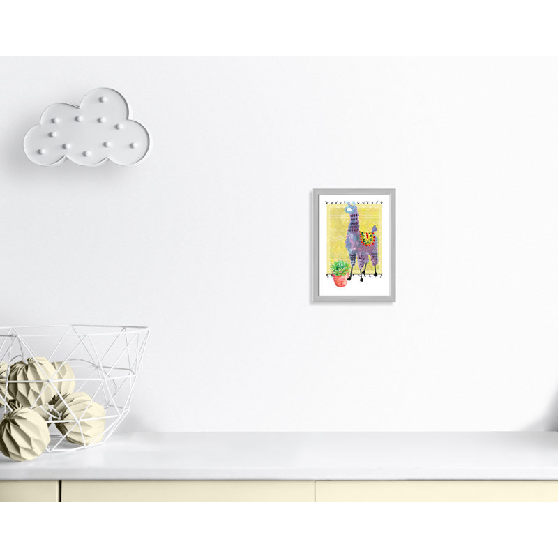 « jolie llama ii », art sur toile, H 15 po x l 11 po x P 1,18 po, Cadre argenté