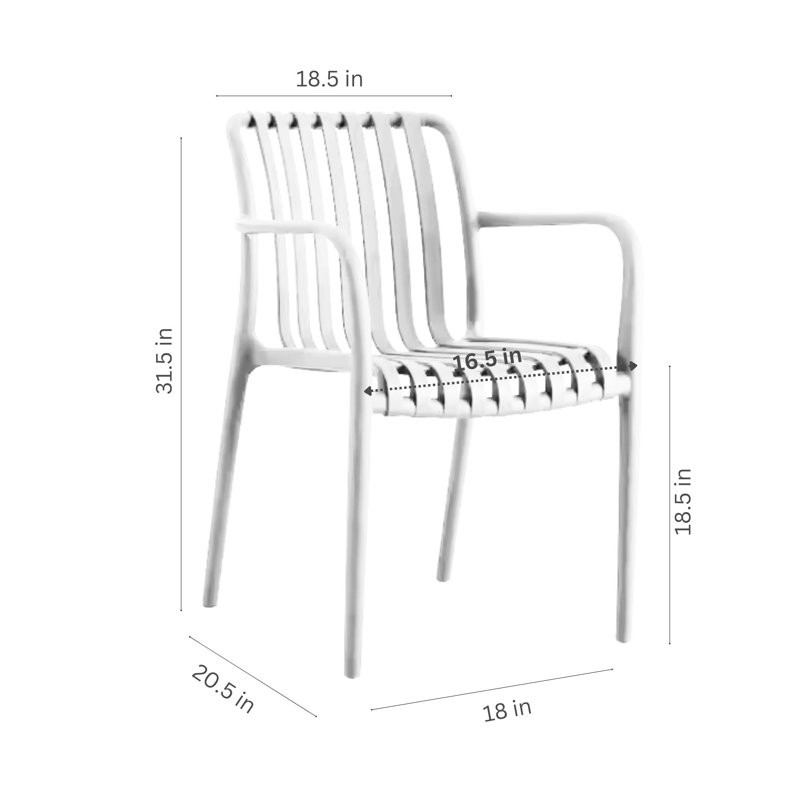 Chaises de salle à manger d'extérieur Gerard, Blanc