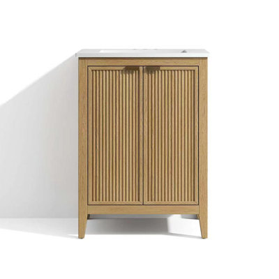 Meuble-lavabo simple autoportant de 61 cm (24 po) avec lavabo en céramique