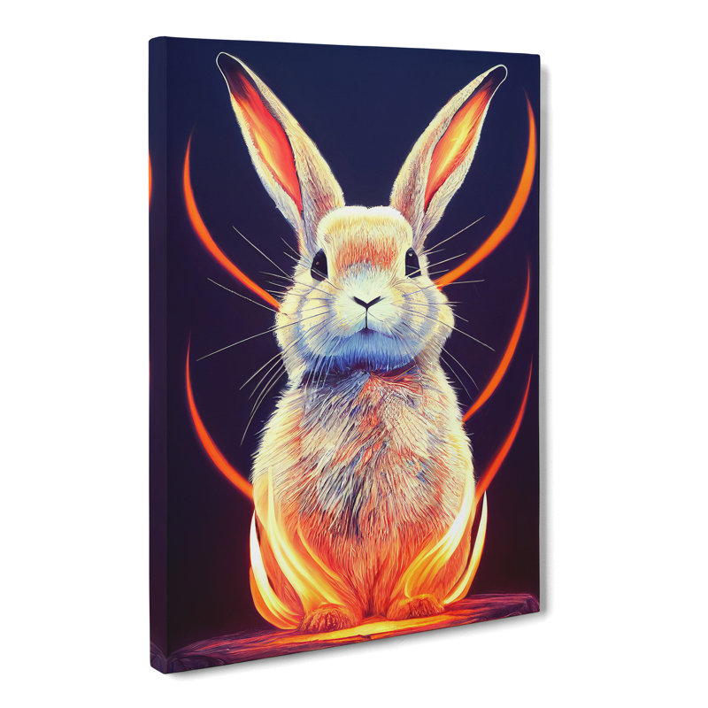 Kyran Rabbit Flame Art - Wrapped Canvas Print, 50cm H x 35cm W