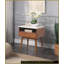 Table basse moderne à finition noyer avec plateau en faux marbre blanc Tablette à tiroirs pour le salon, peu encombrante