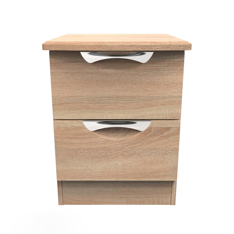 Bhodhini 2 Drawer Bedside Cabinet (Ready Assembled), Bardolino Oak