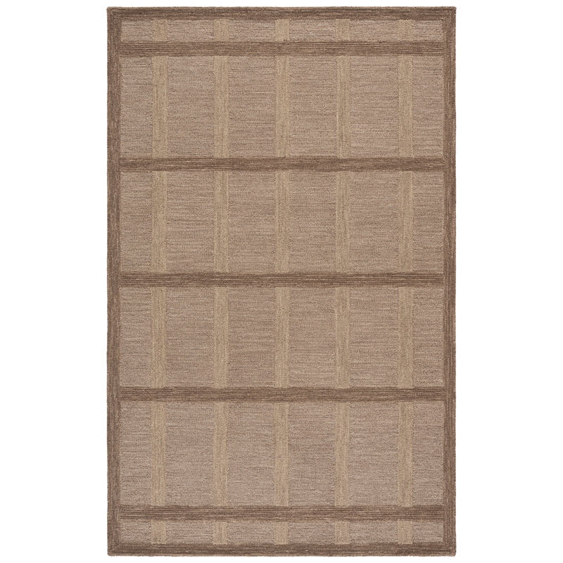 Tapis géométrique Genre 850 tufté à la main, 80 % laine, 20 % coton, Rectangle 6 pi x 9 pi