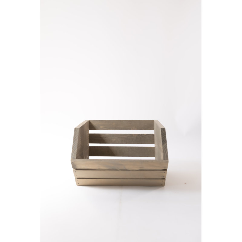 Gracie Oaks Solid Wood Decorative Bin, Rustic Stain