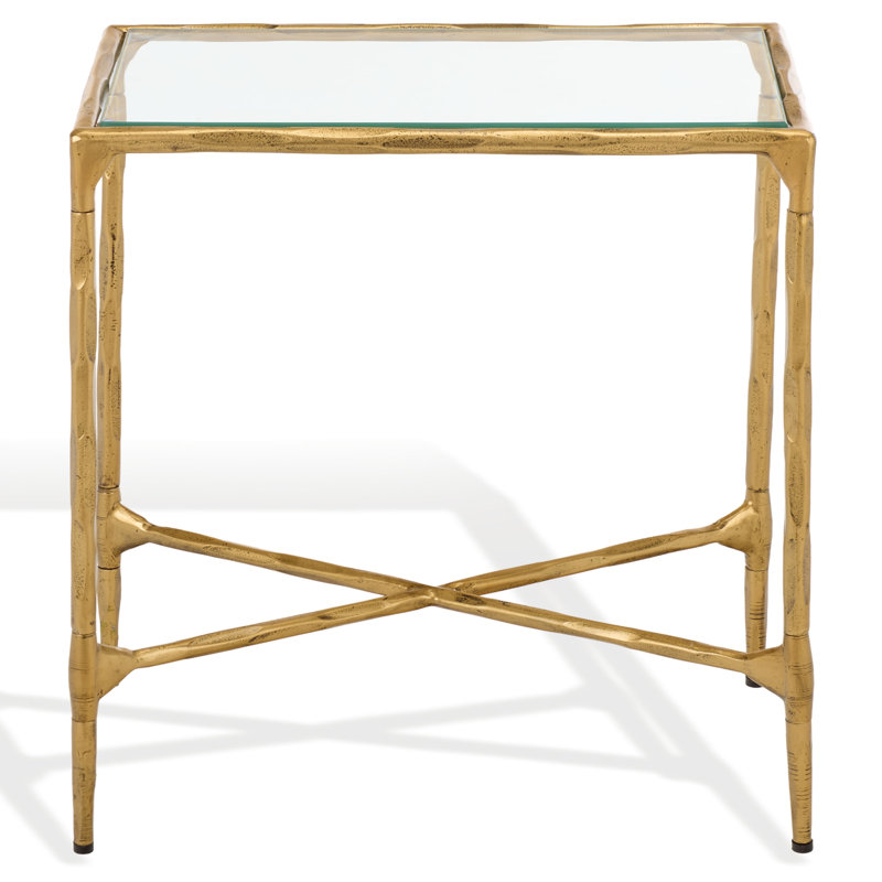Isabellina Metal and Glass Accent Table, Brass