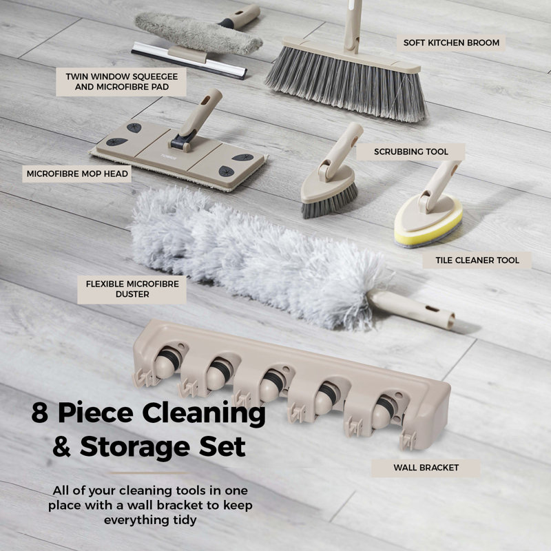 Adjustable Broom And Dustpan Set with Replaceable Head