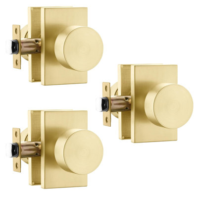 Faux boutons de porte dorés, serrures de porte robustes en alliage de zinc brossé or (paquet de 3/6 pièces)