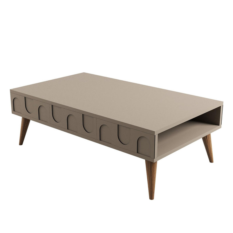 Stylish Coffee Table, Atlas & Walnut Color, 41.3 x 13.6 x 23.6 inches | 100% Melamine Coated Particle Board, Thickness: 0.7 inches | Modern Geometric Design, Perfect for Living Room & Contemporary Spaces