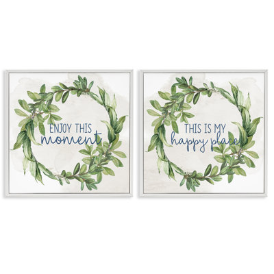 «Enjoy Happy Greenery Wreath», ensemble de 2 giclées par Ann Bailey