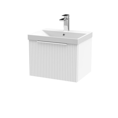 Fluted 510mm Single Bathroom Vanity with Drop In Vitreous China Basin