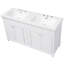 Meuble-lavabo de salle de bain avec lavabos doubles, tiroirs et portes