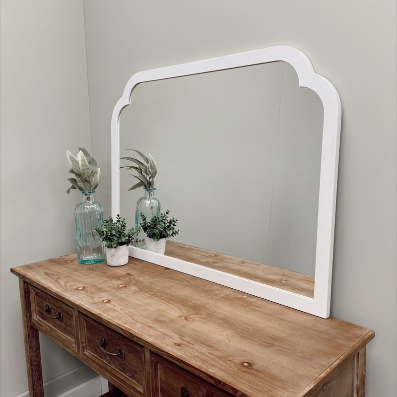 Miroir de cheminée encadré, Lin blanc