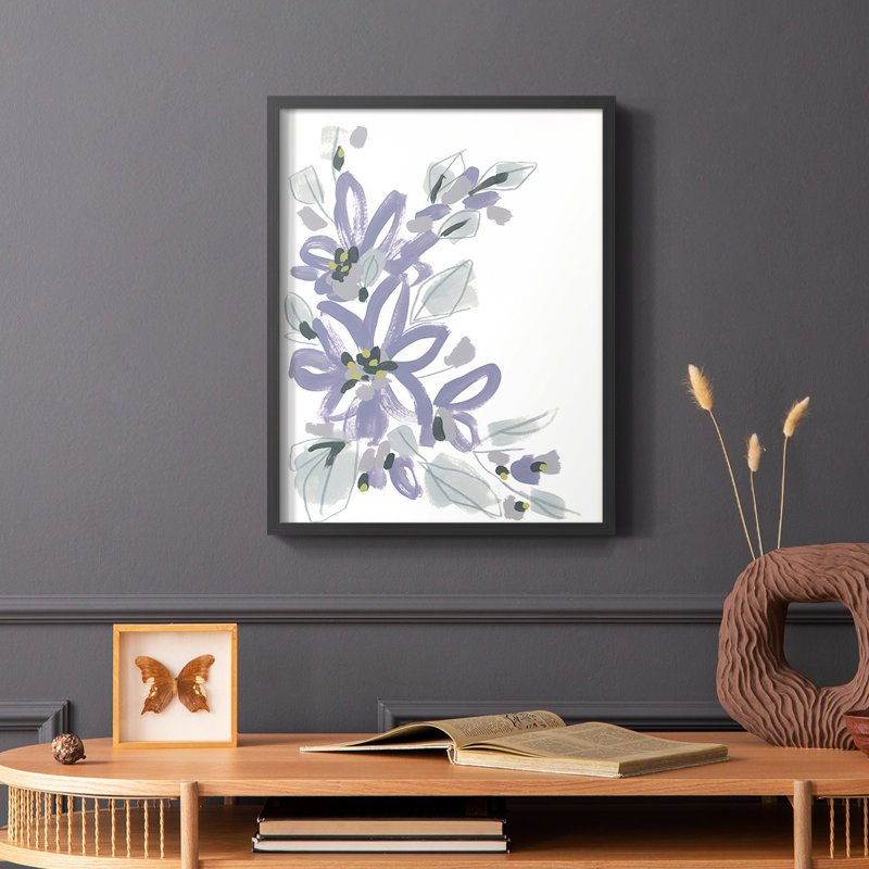 Periwinkle Patch I Framed Print - Solid Wood, Black Single Picture Framed, 28" H x 22" W